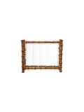 Bamboo-framed propagation station with six clear glass tube vases, designed for displaying fresh flowers, rooting plant cuttings, or creating a decorative botanical centerpiece.