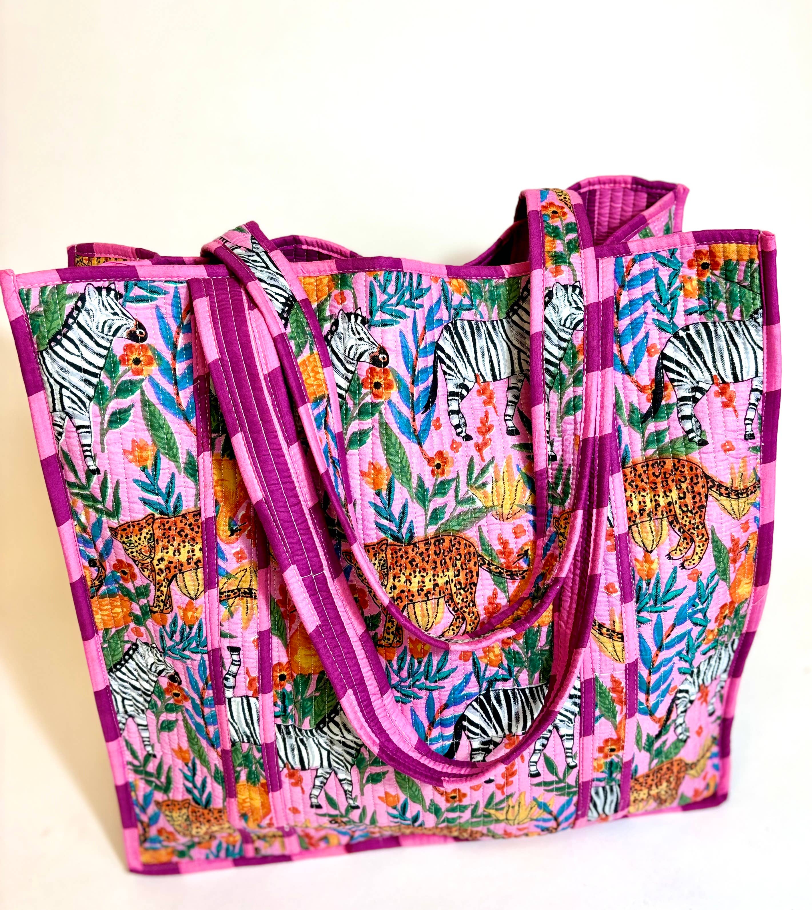 Safari Days Striped Lavender Quilted Tote Bag