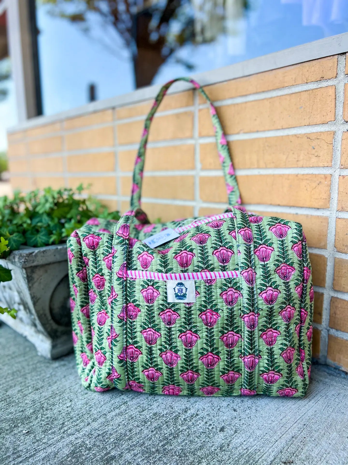 Green Ivy Mini Quilted Duffle Bag