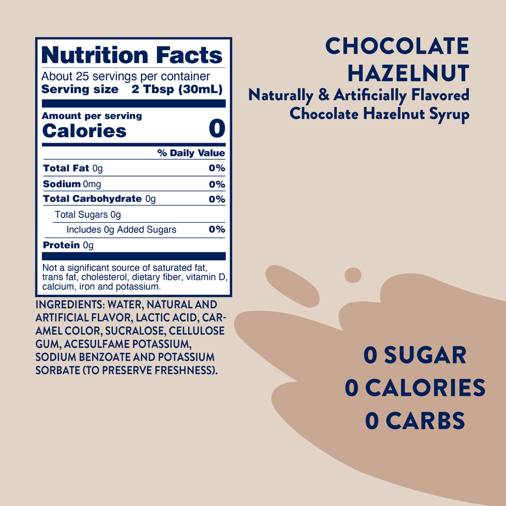 Sugar Free Chocolate Hazelnut Syrup