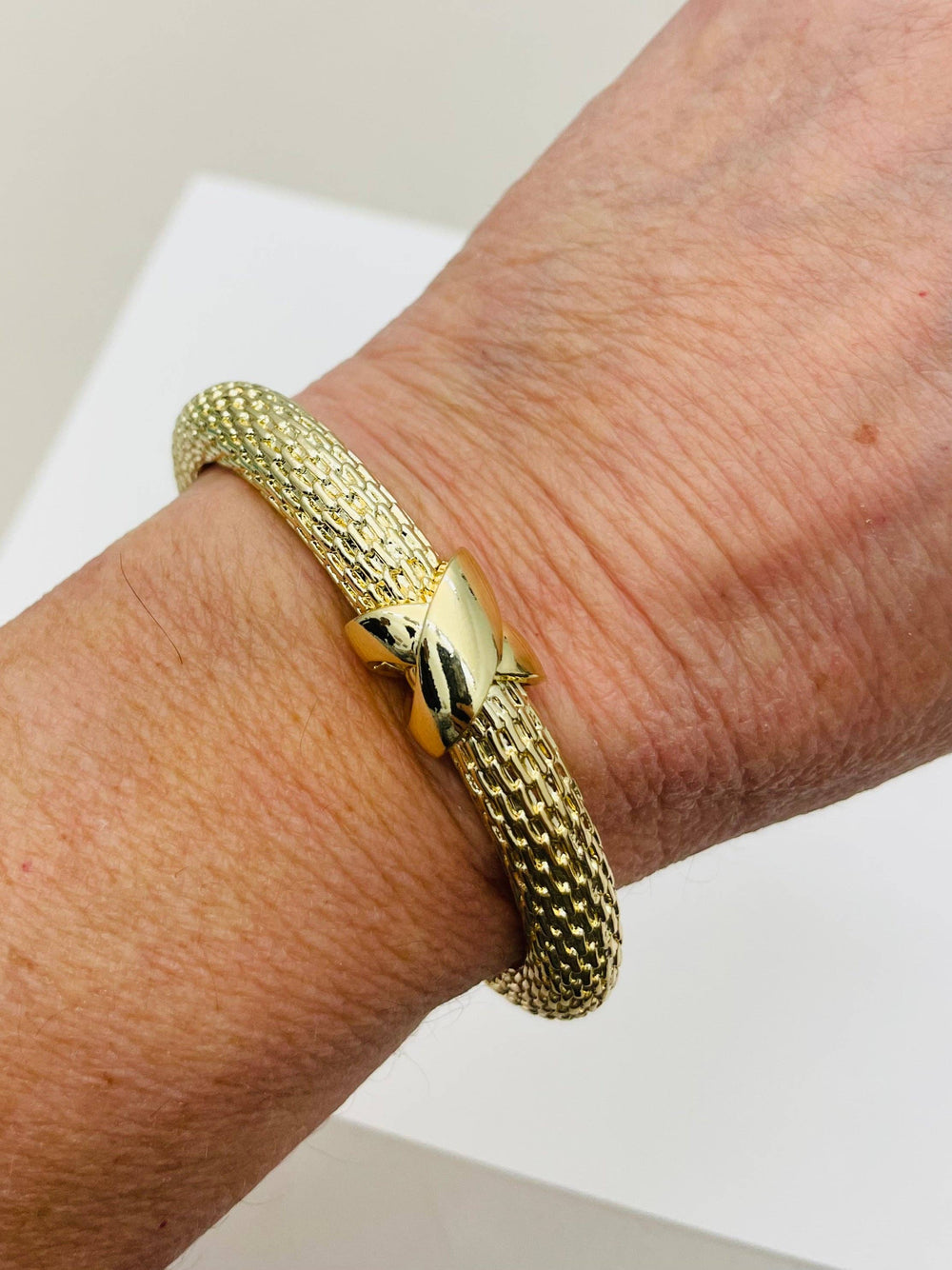 Gold Woven Hinged Bracelet