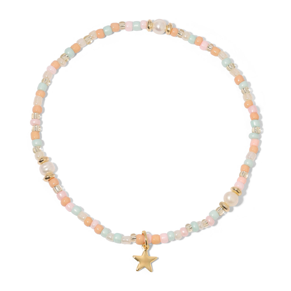 Ankle Bracelet | Sunrise (Pink-Coral) Seed Beads and Pearls