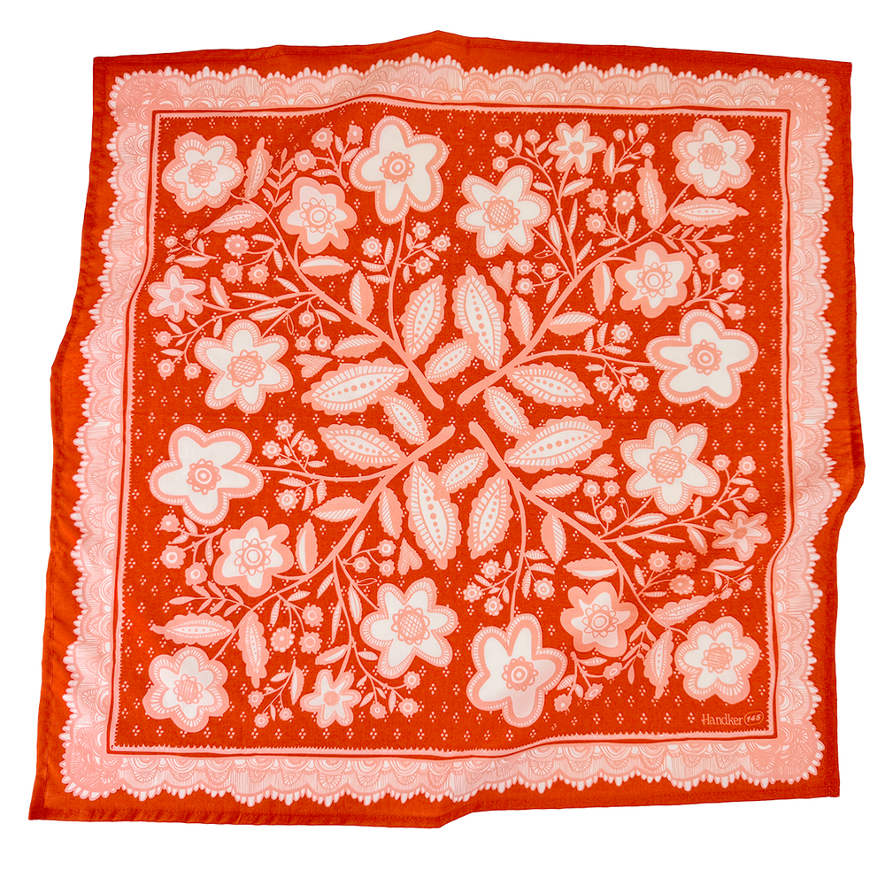 The Lacey Brick Red & Pink Bandana