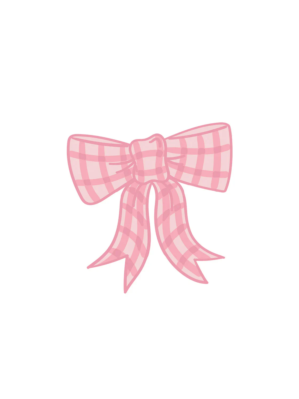Pink checkered bow on a white background