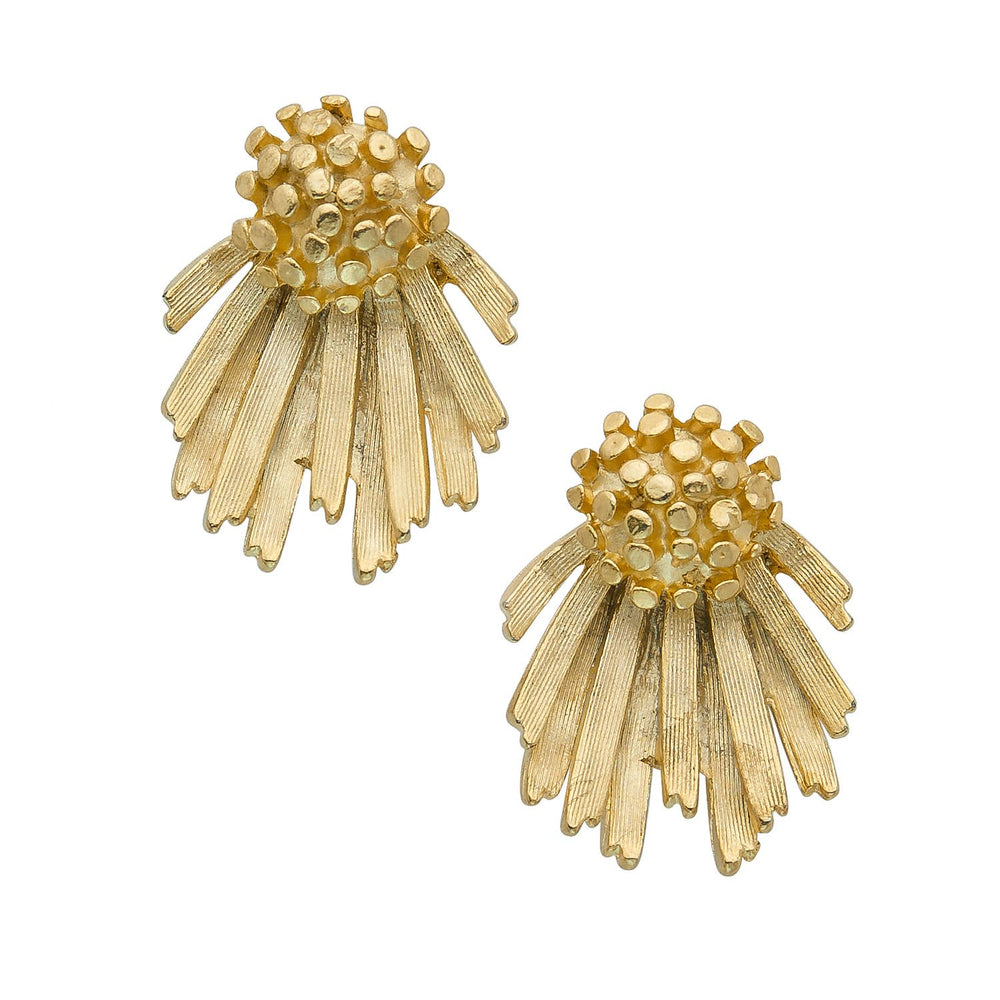 Gold Fan Studs by Susan Shaw