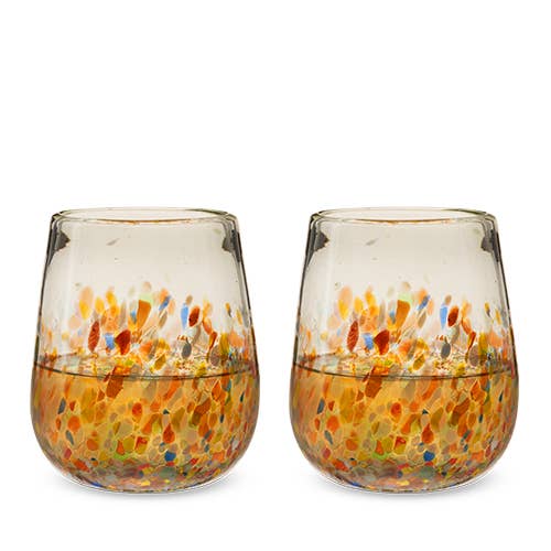 Artistico Recycled Glass Stemless Wine Glasses - Set of 2