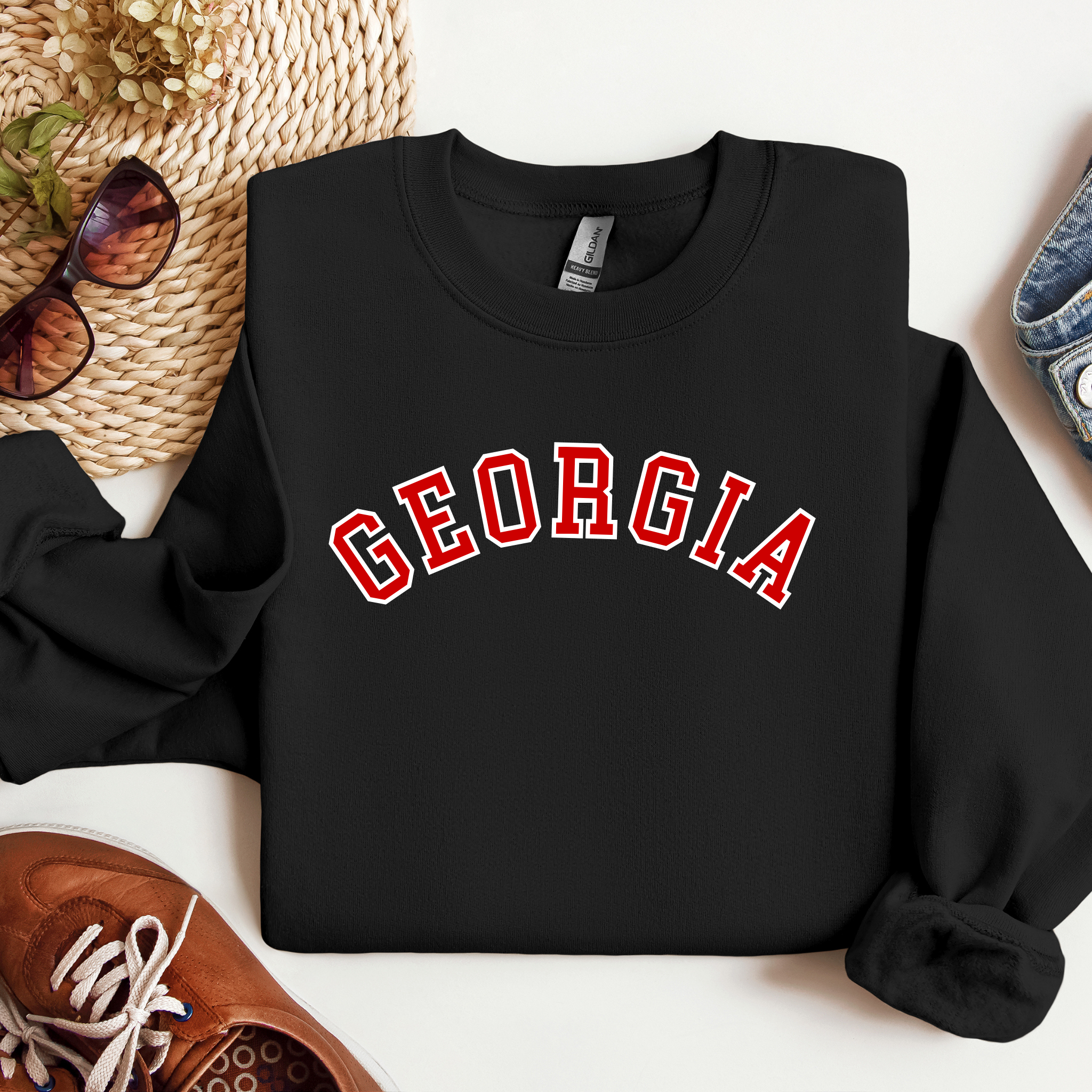 Georgia Arched Sweatshirt in Black