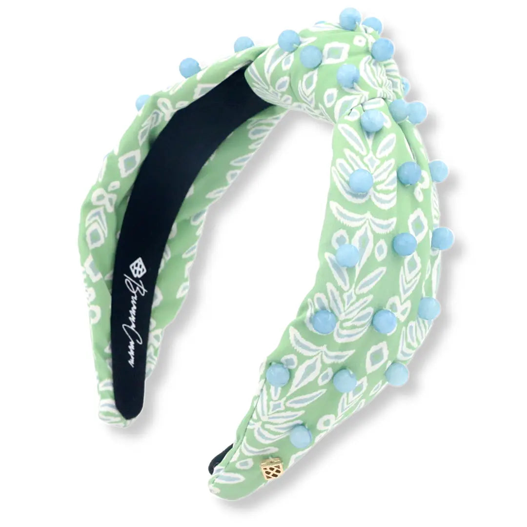 Spa Green and Blue Palm Headband with Beads by Brianna Cannon
