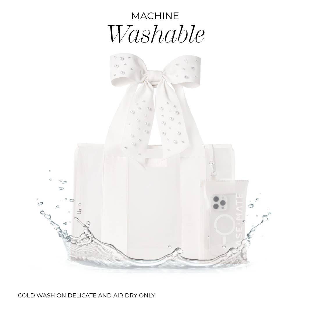 Ivory Pearl Bow Jelly Tote Bag by Case-Mate