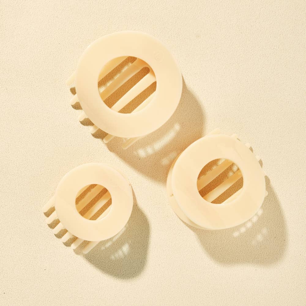 Almond Beige Large Flat Circle Hair Clip