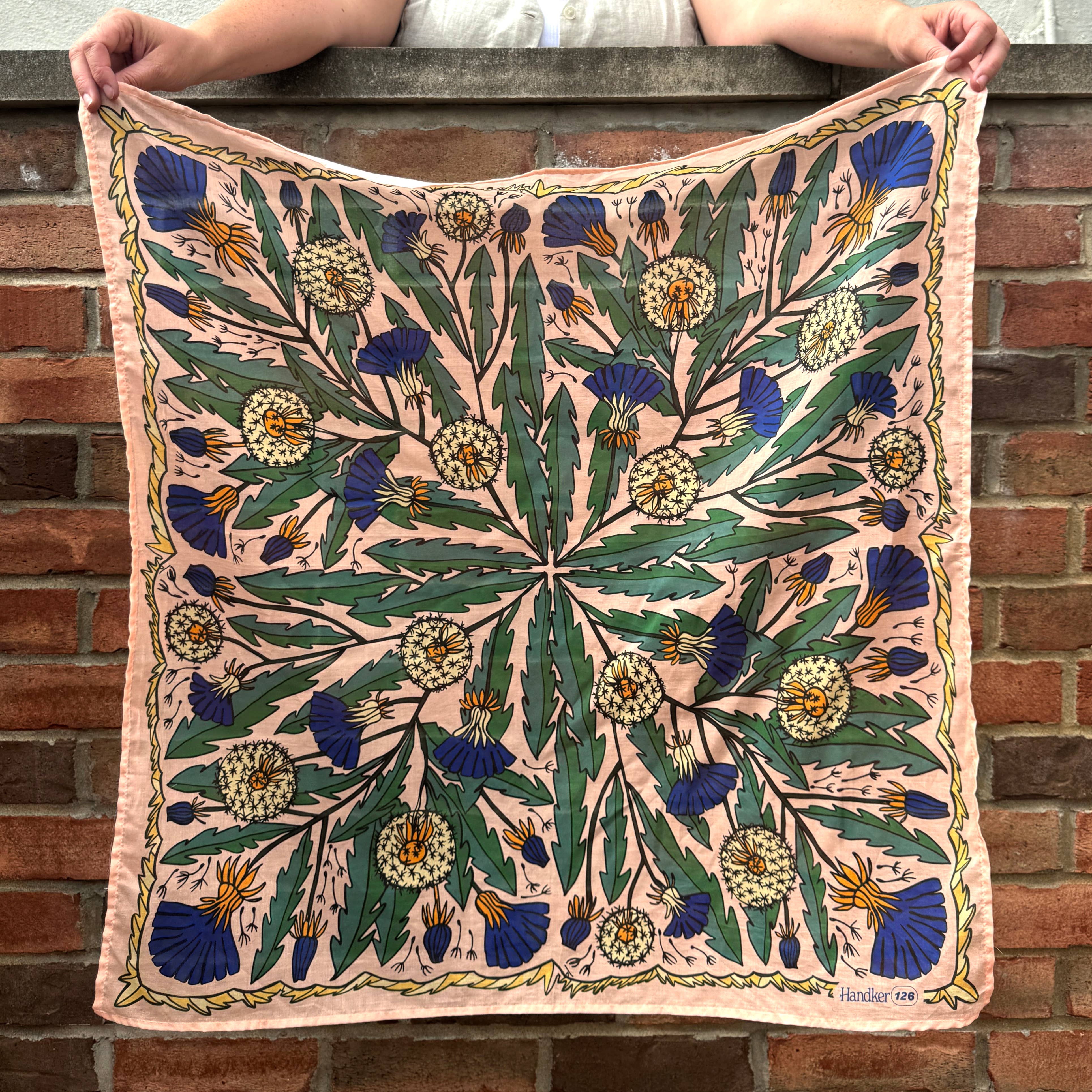 The Dandy Peach & Blue Floral Bandana (34x34)