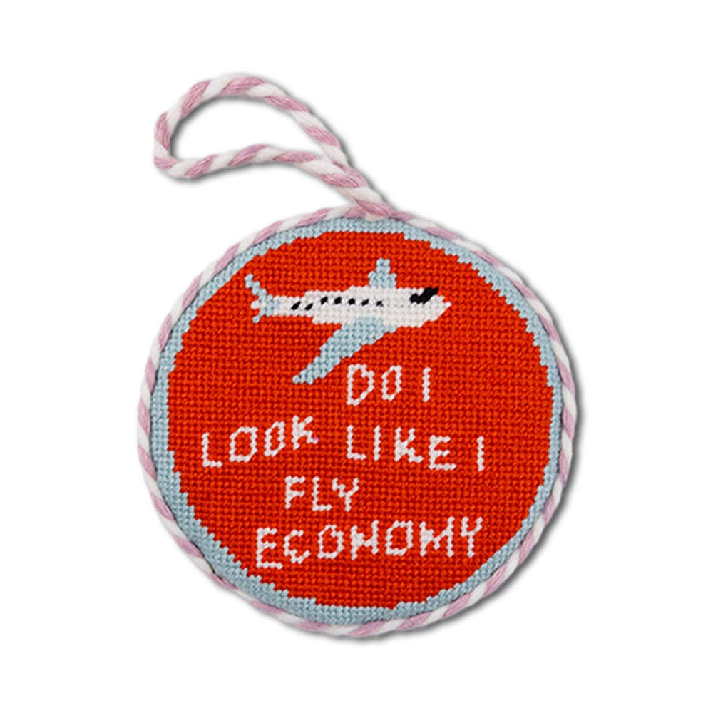 I Don't Fly Economy Needlepoint Ornament