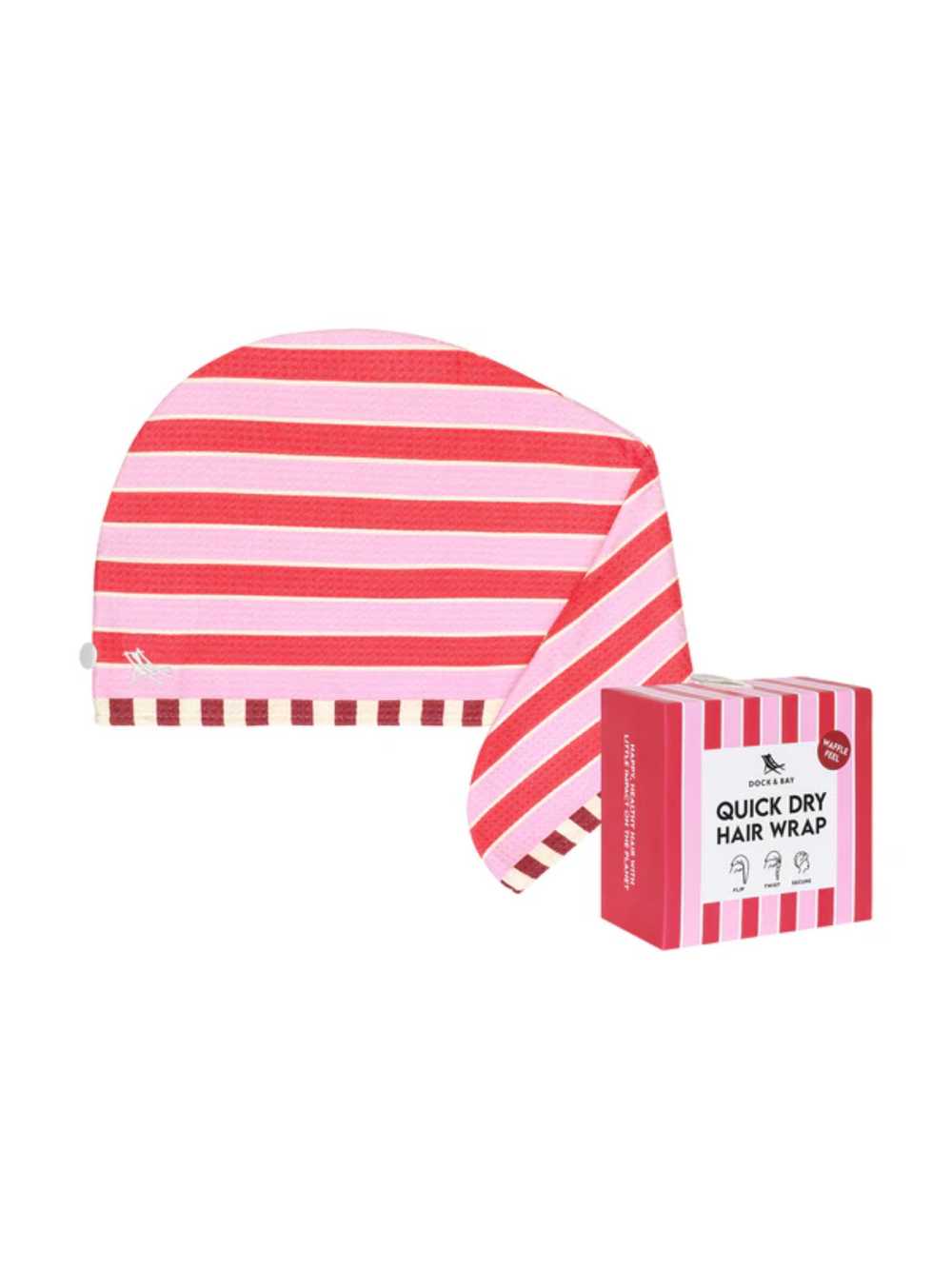 hair wrap with pink stripes waffle knit 