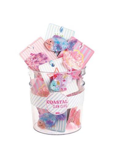 coastal luxe colorful fish and shell hair clips