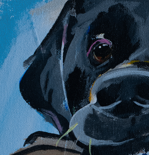 Black Lab with a Woodduck Print by Brandon Thomas- 5x7