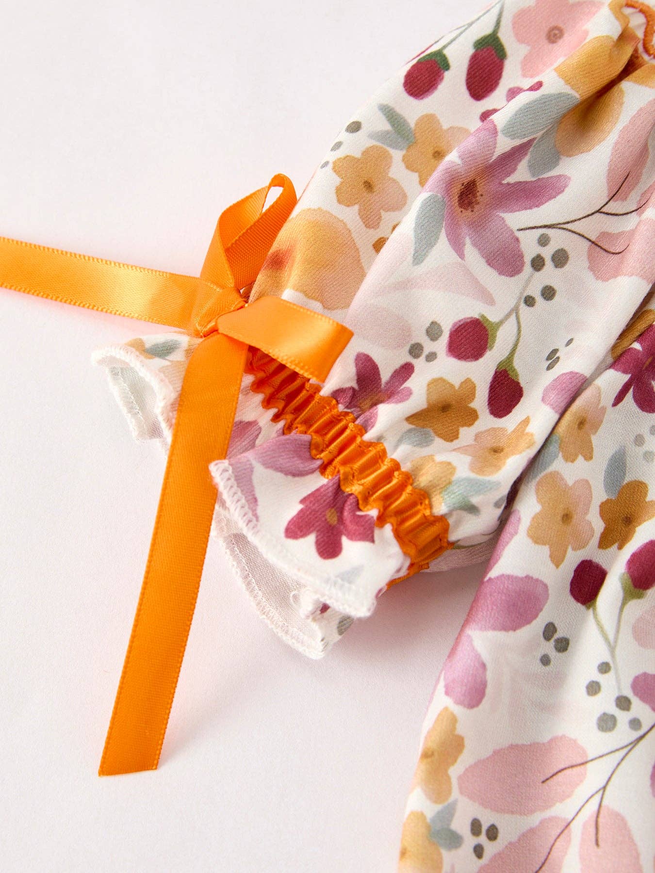 Embroidered Pumpkin Smocked Floral Baby Girl Romper