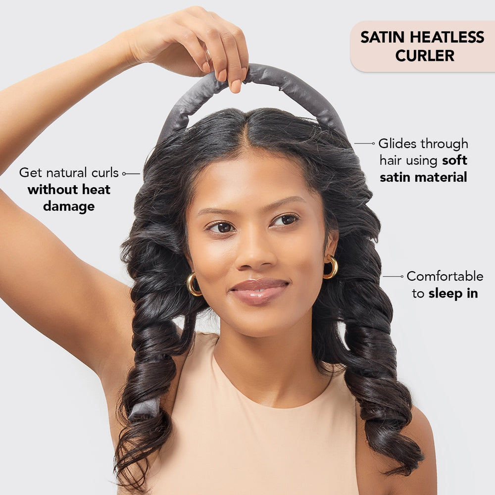 Charcoal Satin Heatless Curling Set by Kitsch
