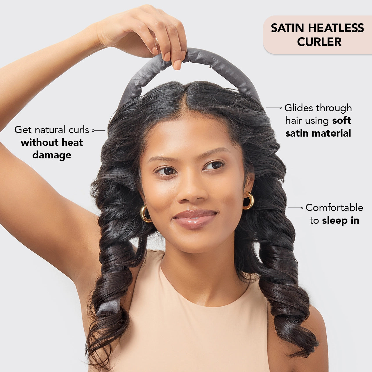 Charcoal Satin Heatless Curling Set by Kitsch