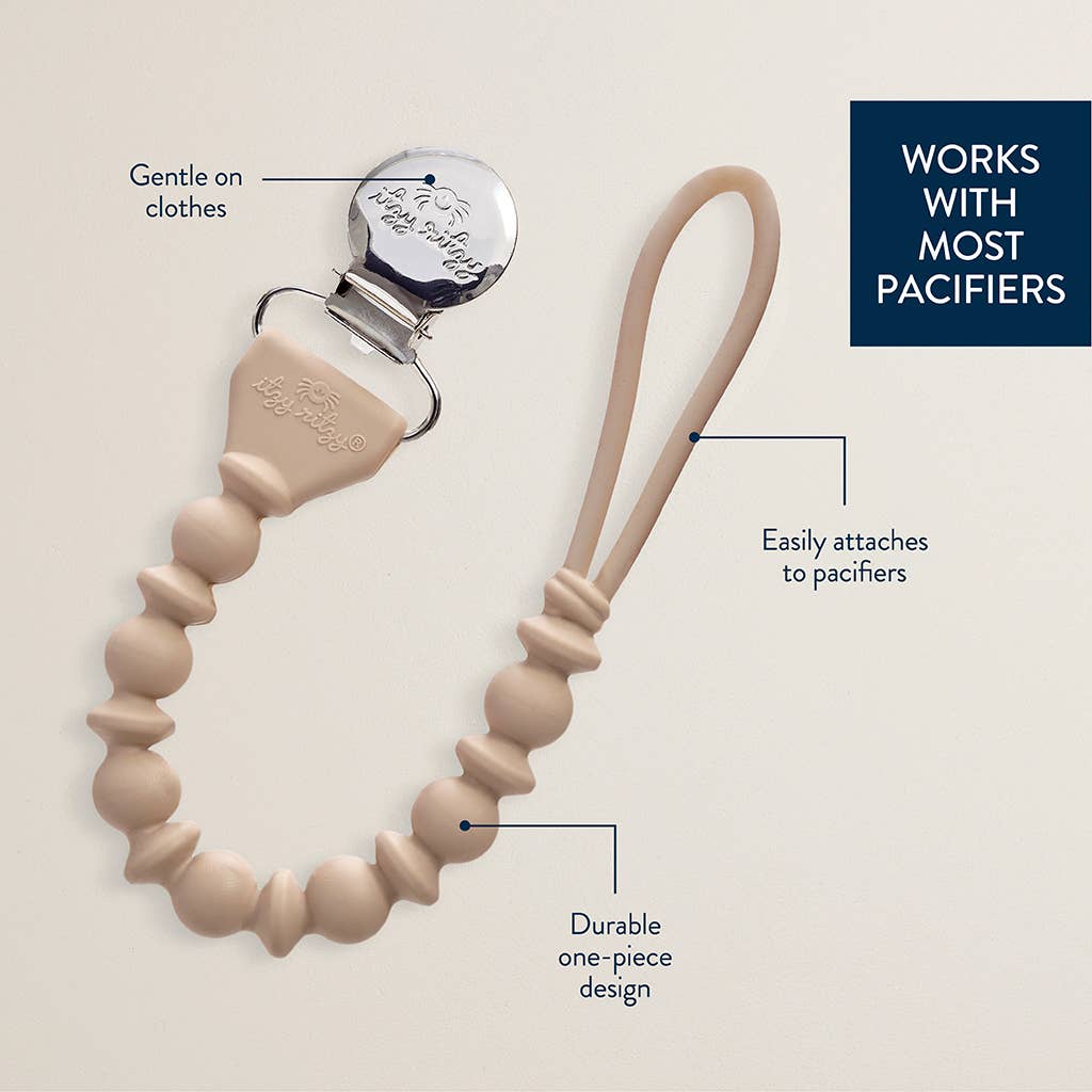Itzy Paci Strap™ Silicone One-Piece Pacifier Clips: Toast