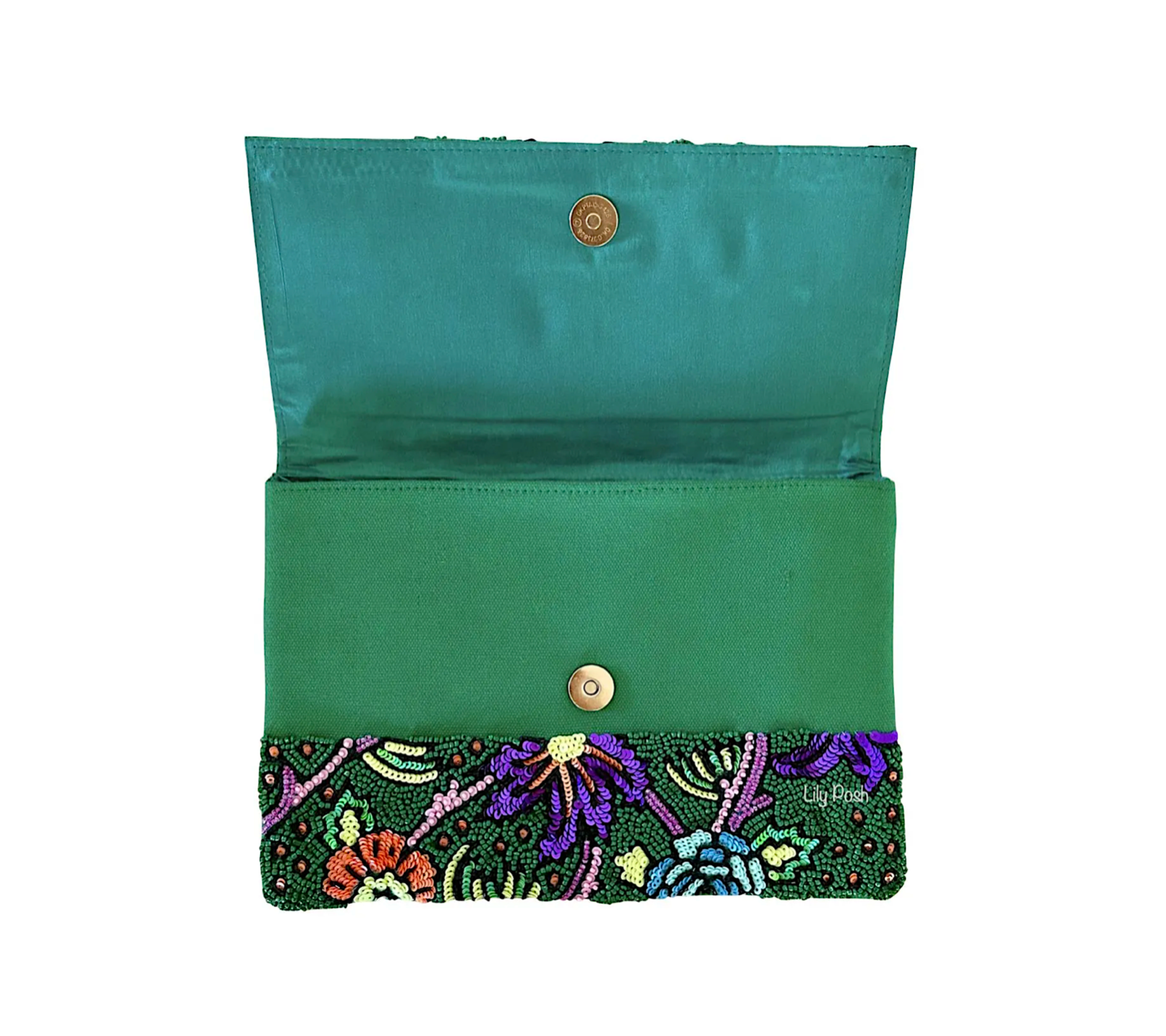 Beaded Floral Clutch Crossbody Bag Lily Posh 