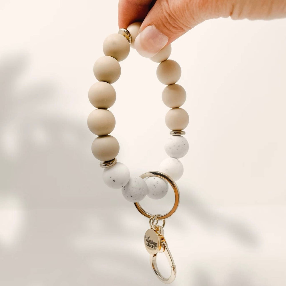 Oatmilk Latte Hands-Free Silicone Beaded Keychain Wristlet