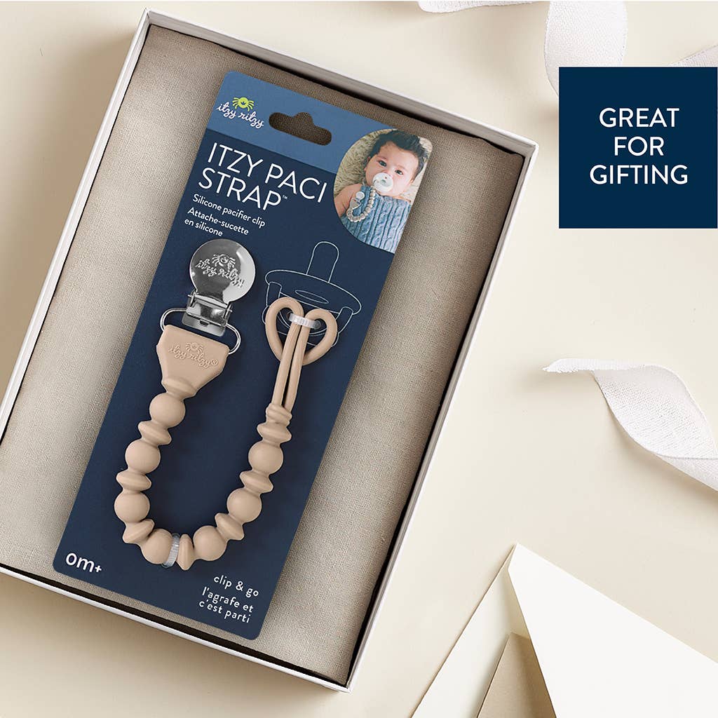 Itzy Paci Strap™ Silicone One-Piece Pacifier Clips: Toast