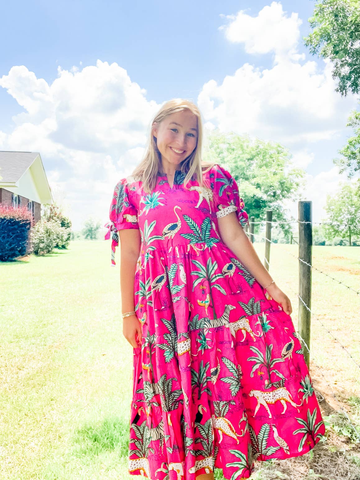 Savannah Rain Pink Bow Dress