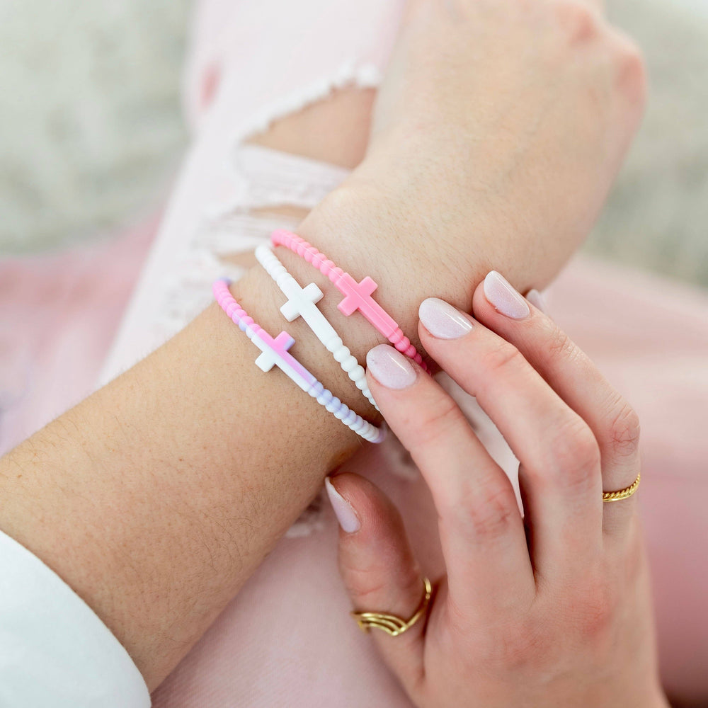 Jesus Silicone Cross Bracelets -Berry Bliss / Medium