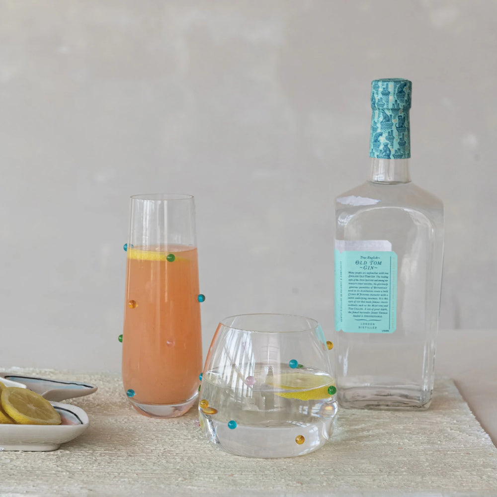 Multi Color Raised Dot Drinking Glass