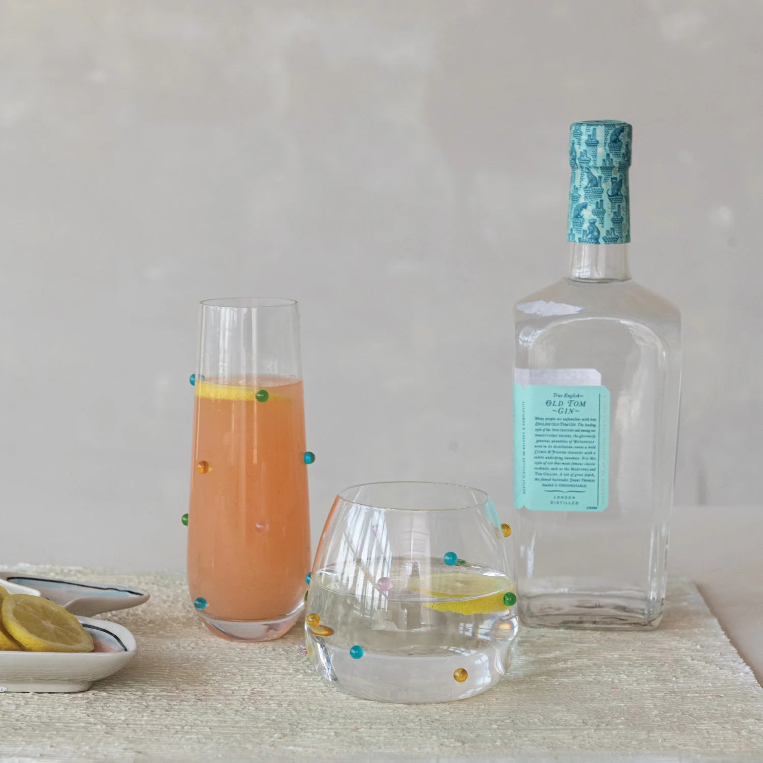 Multi Color Raised Dot Drinking Glass