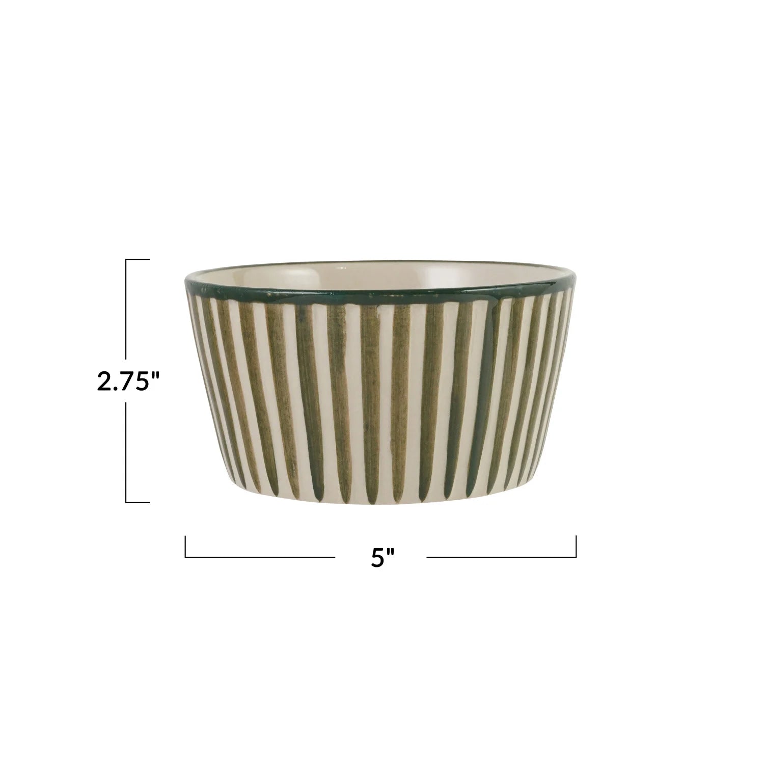 Hand-Painted Stoneware Striped Bowl