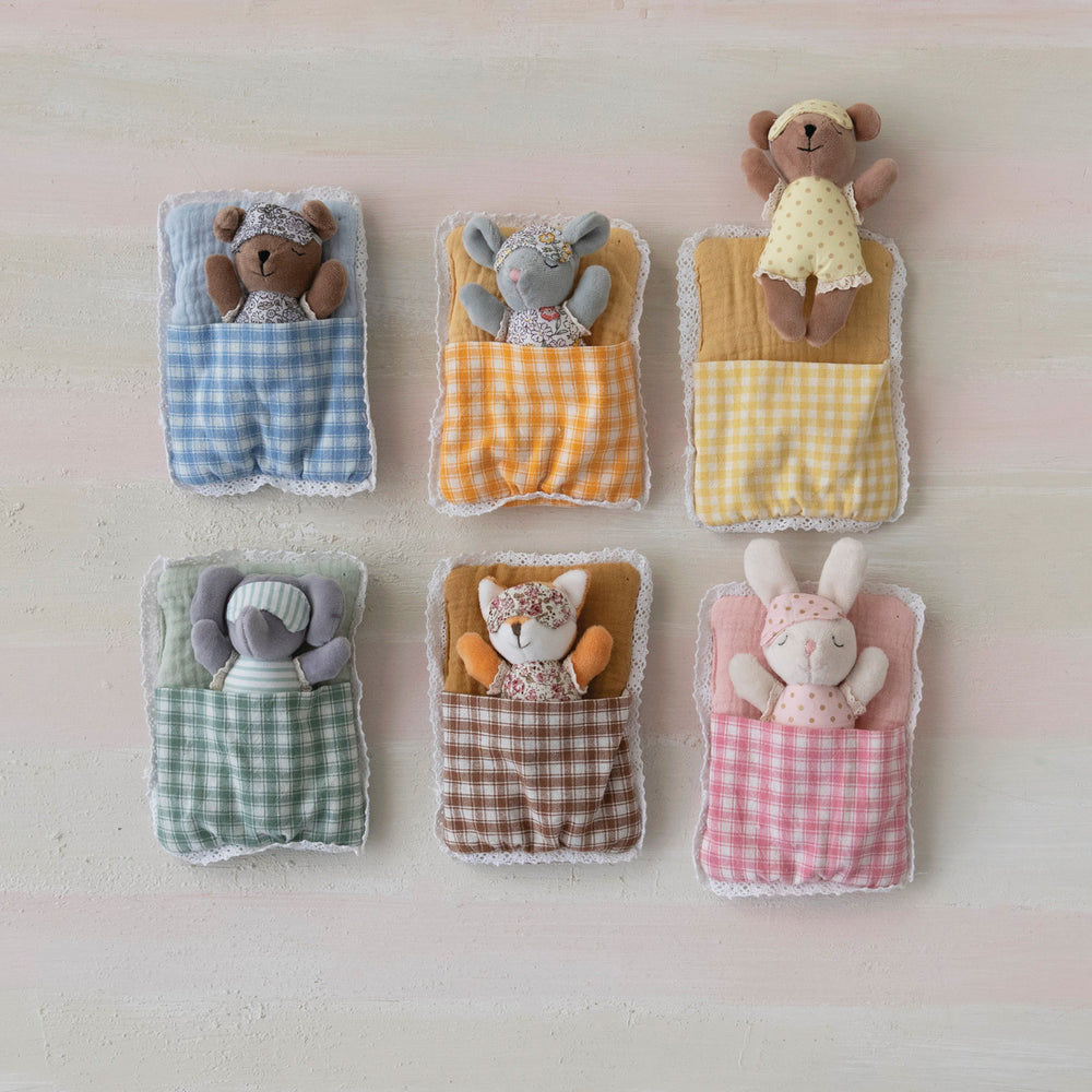 Plush Animal With Sleeping Bag and Eye Mask