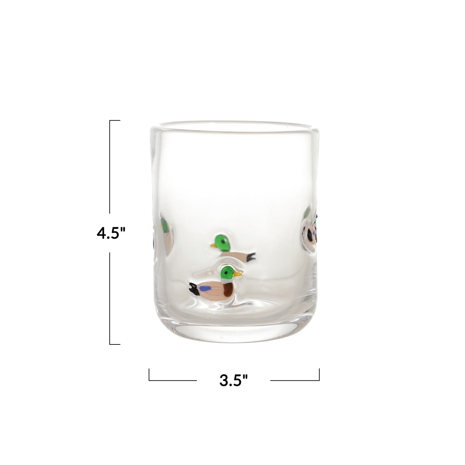 16oz Drinking Glass With Embedded Mallards