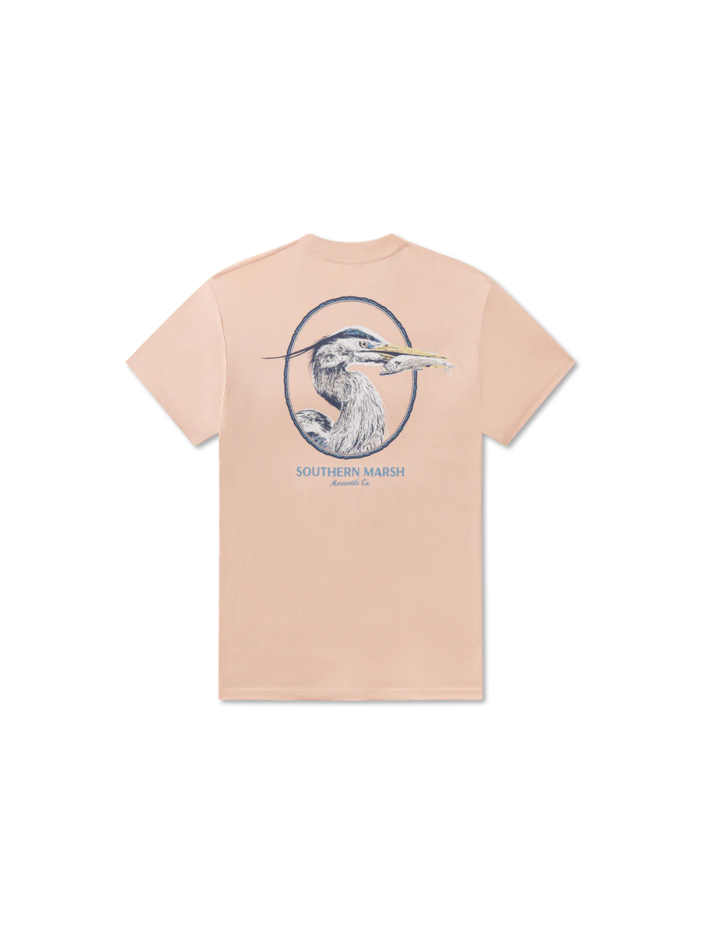 Beige t-shirt with a heron graphic on the back
