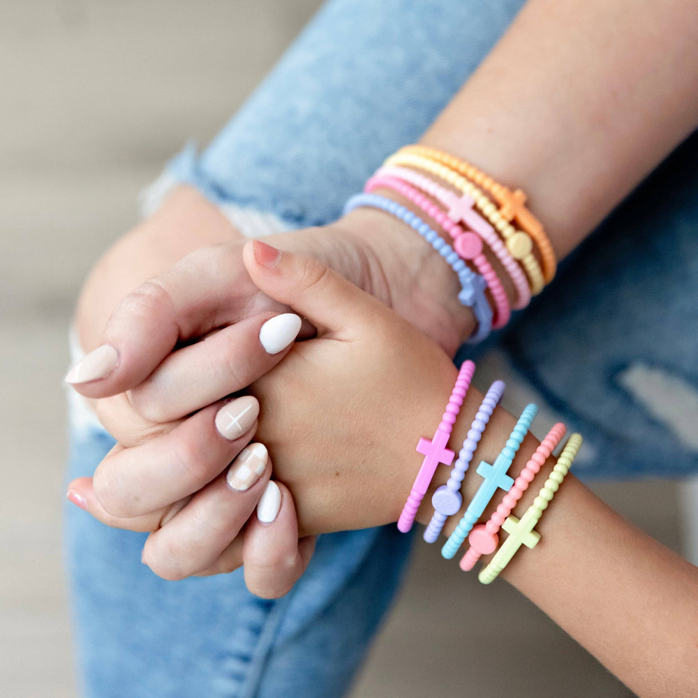 Jesus Silicone Cross Bracelets- Highlights / Medium