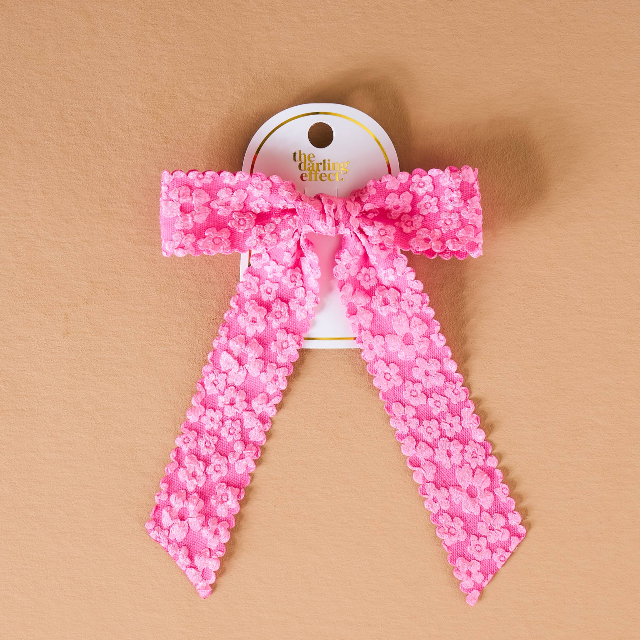 Flower Scallop Hair Bow in Hot Pink