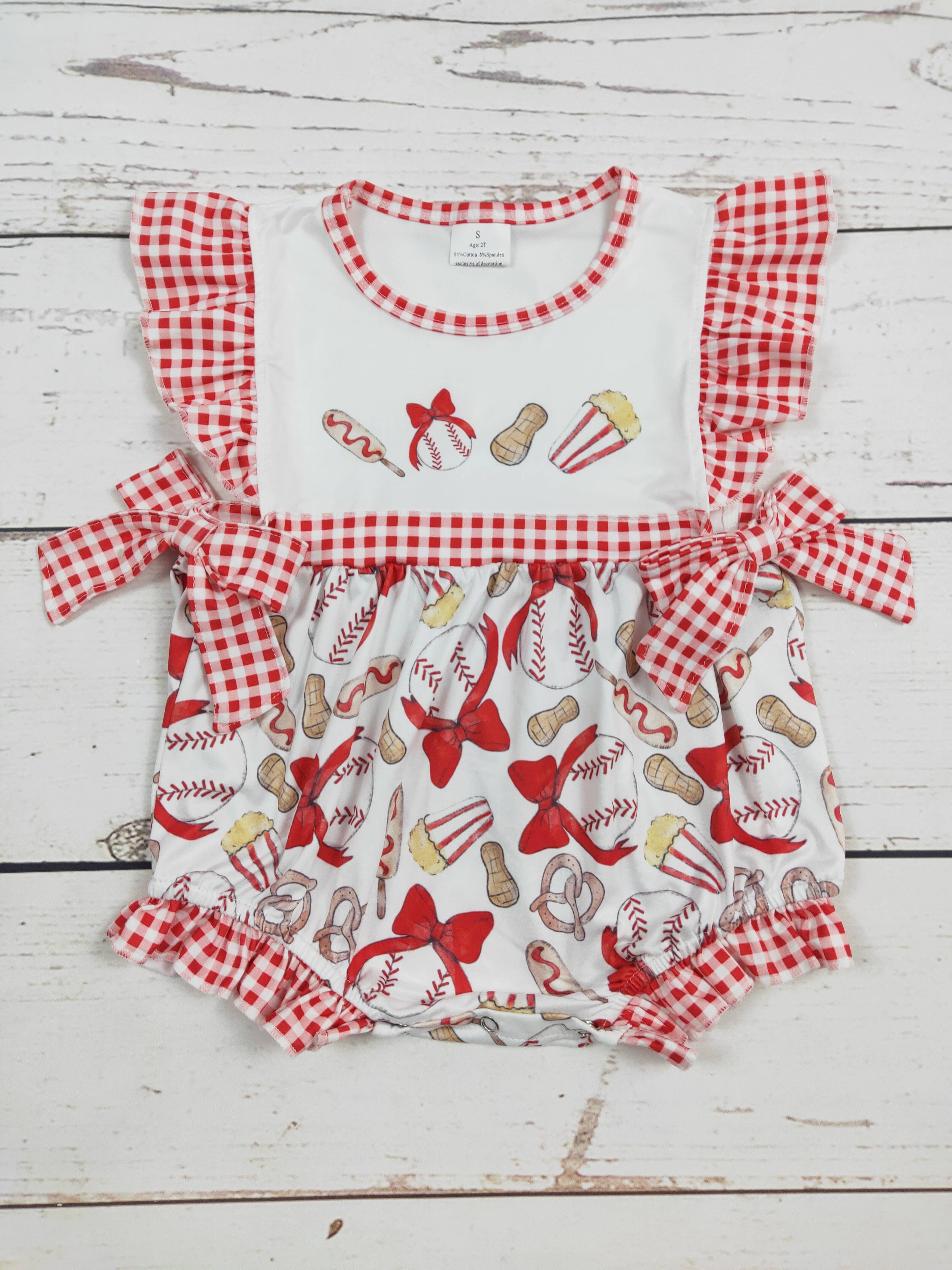 Girls Baseball Printed Bubble Onesie