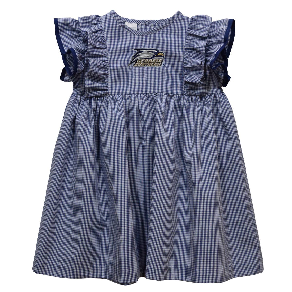 Georgia Southern Eagles Embroidered Navy Ruffle Dress