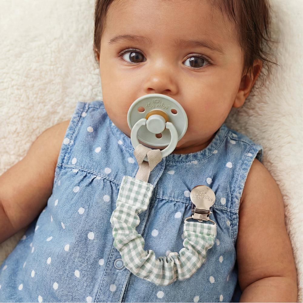 Ritzy Cinch Green Gingham - Pacifier Strap