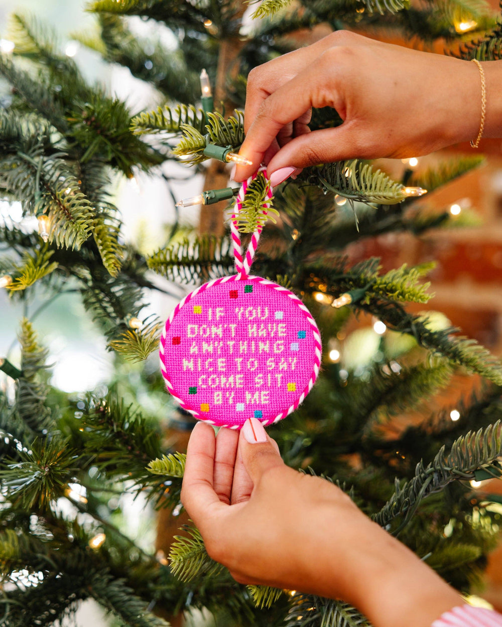 Come Sit By Me Needlepoint Ornament