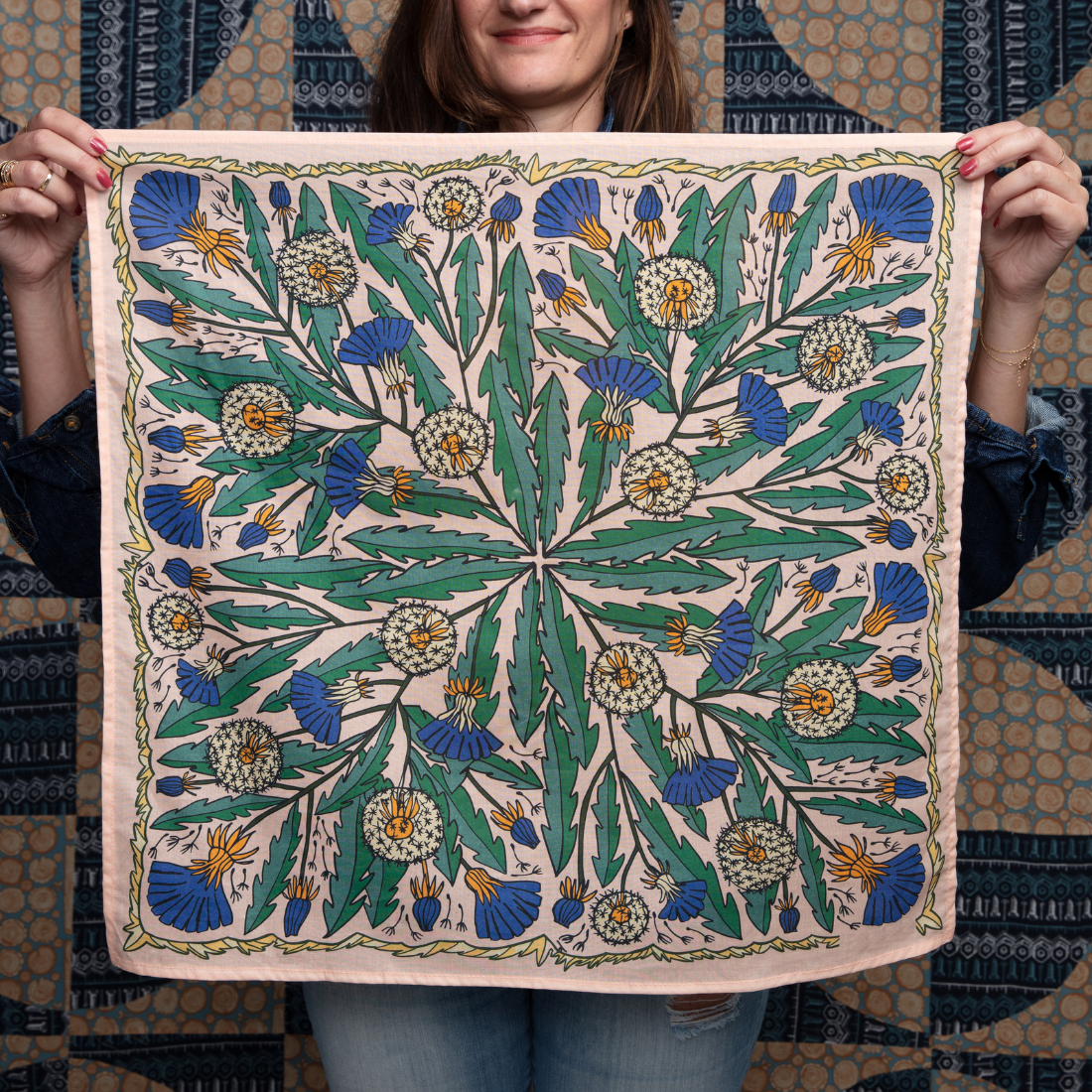 The Dandy Peach and Blue Floral Bandana
