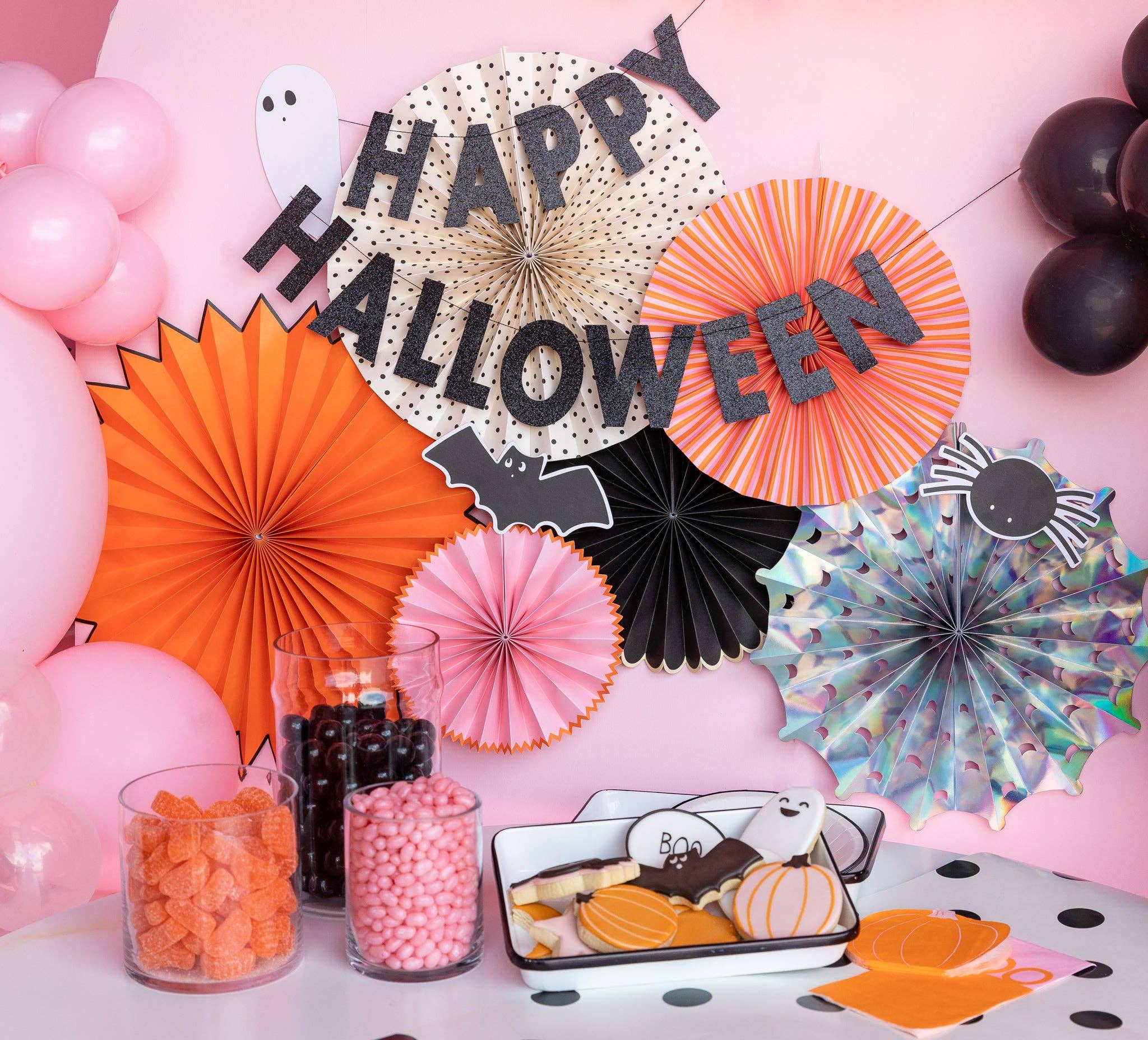 Happy Halloween Black Glitter Banner