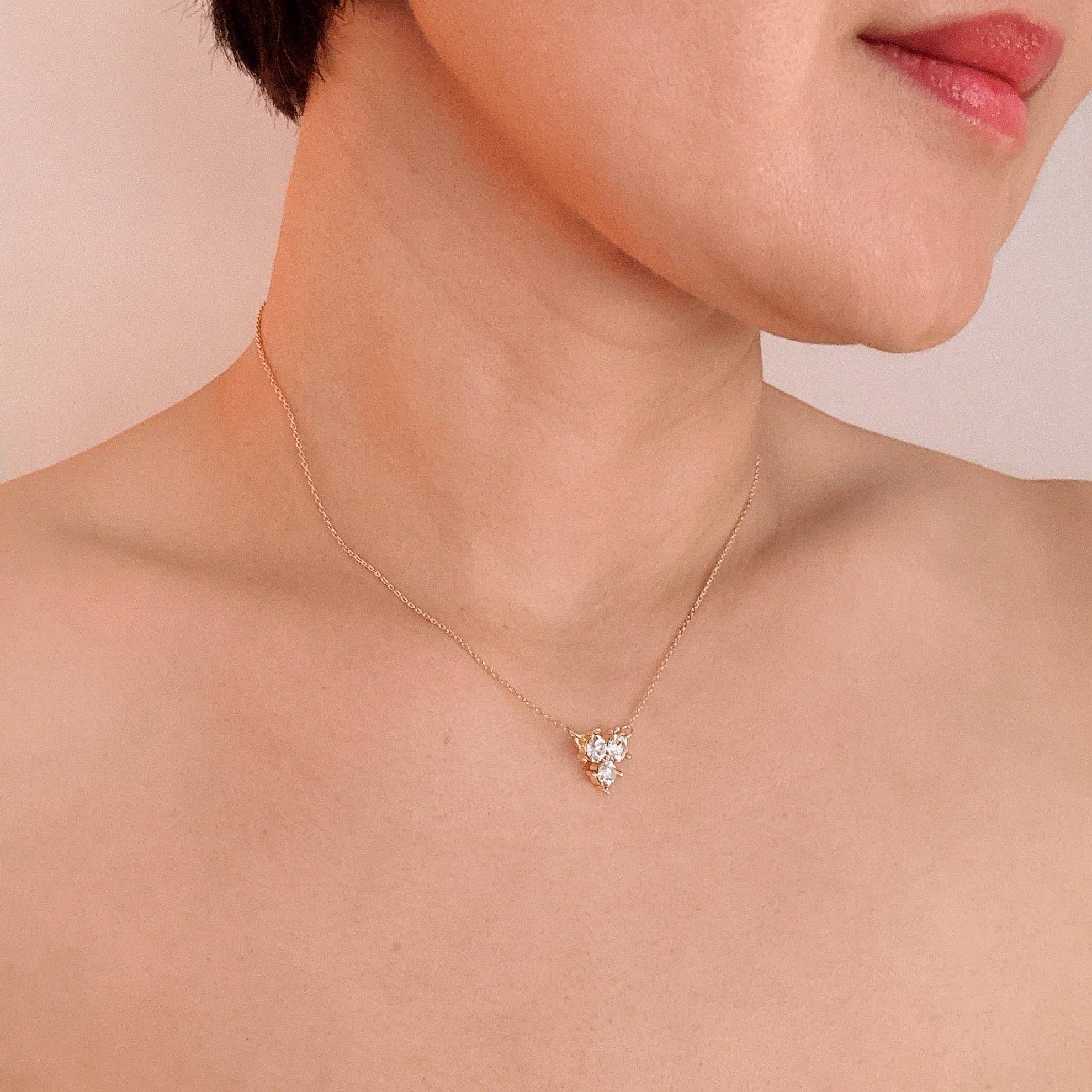 Faceted Trio Crystal Necklace