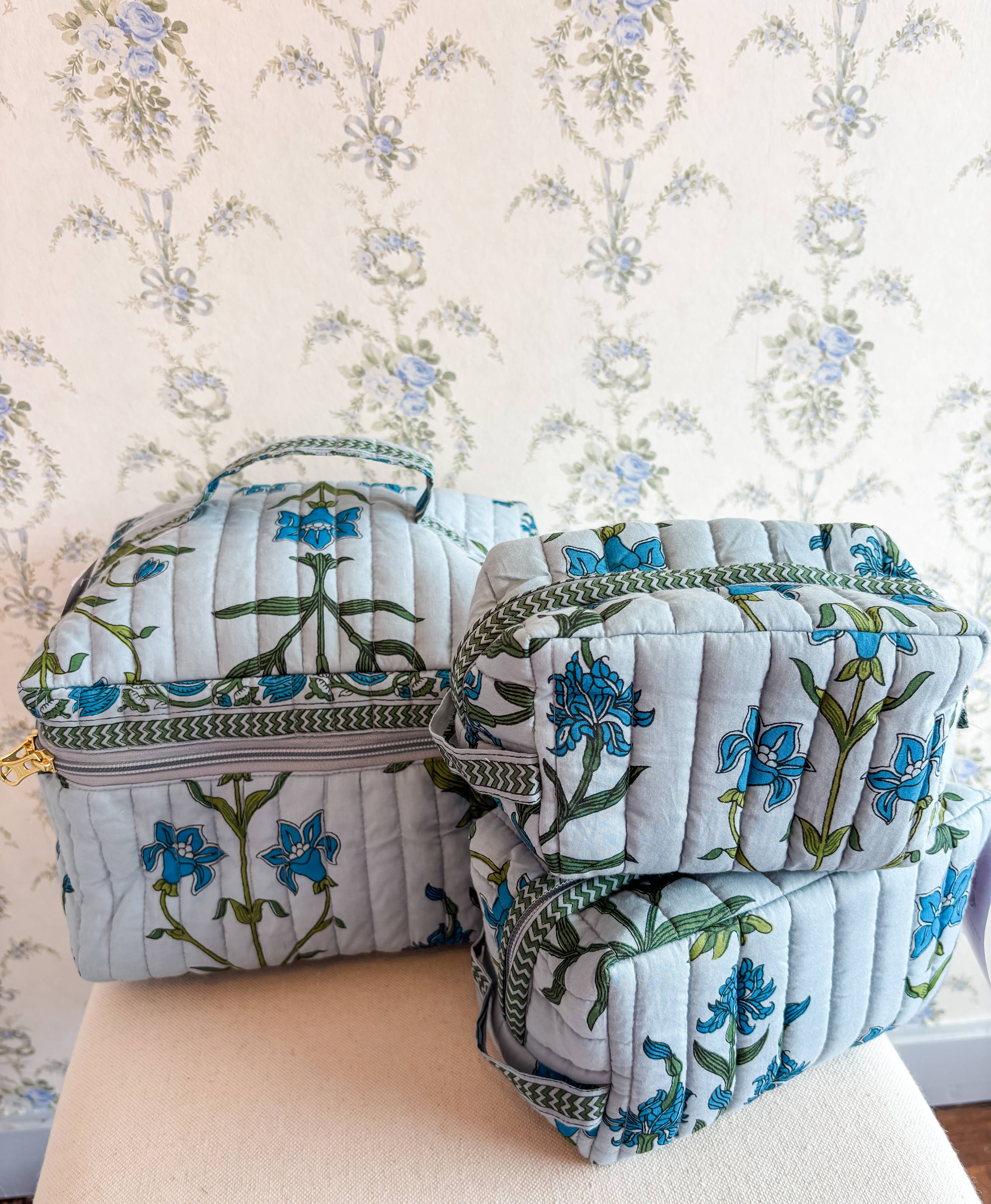 Iris Luxe Quilted Cosmetic Bags-set of 3