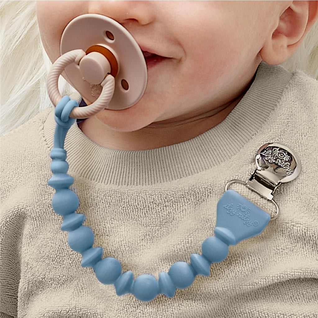 Itzy Paci Strap™ Silicone One-Piece Pacifier Clips: Blue