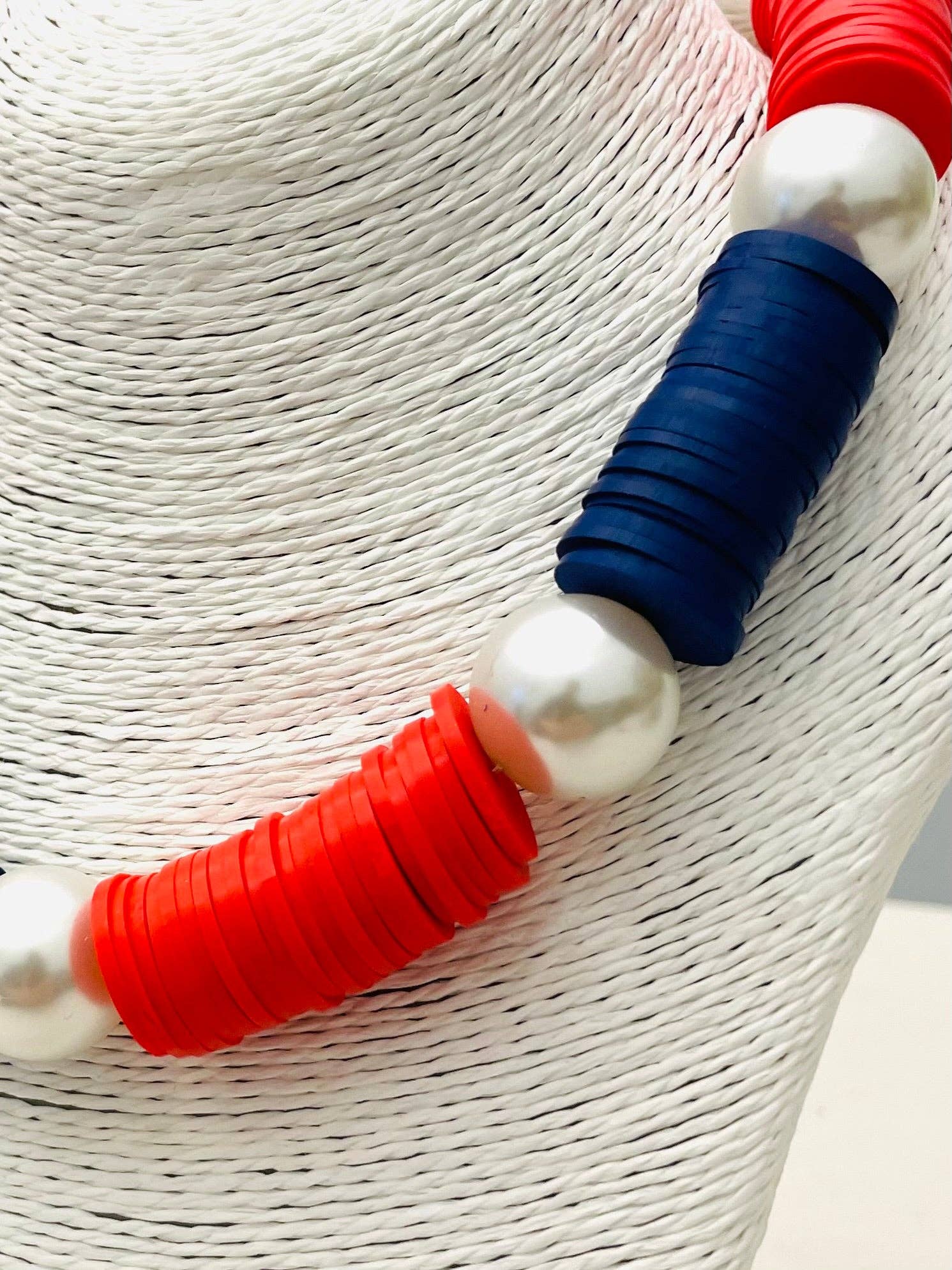 USA Necklace in Red, Pearl and Blue