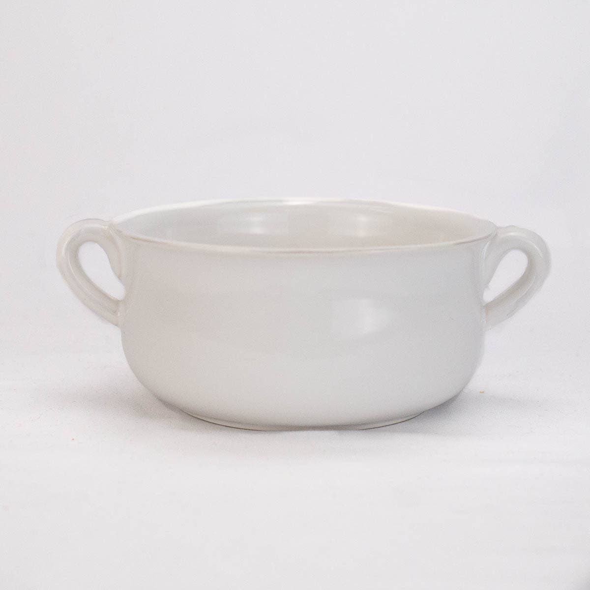 White Classic Double Handle Bowl