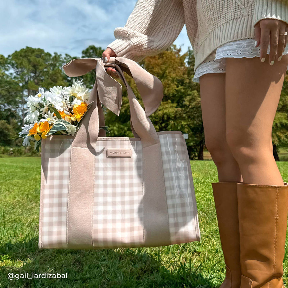 Latte Gingham Bow Jelly Tote Bag By Case-Mate