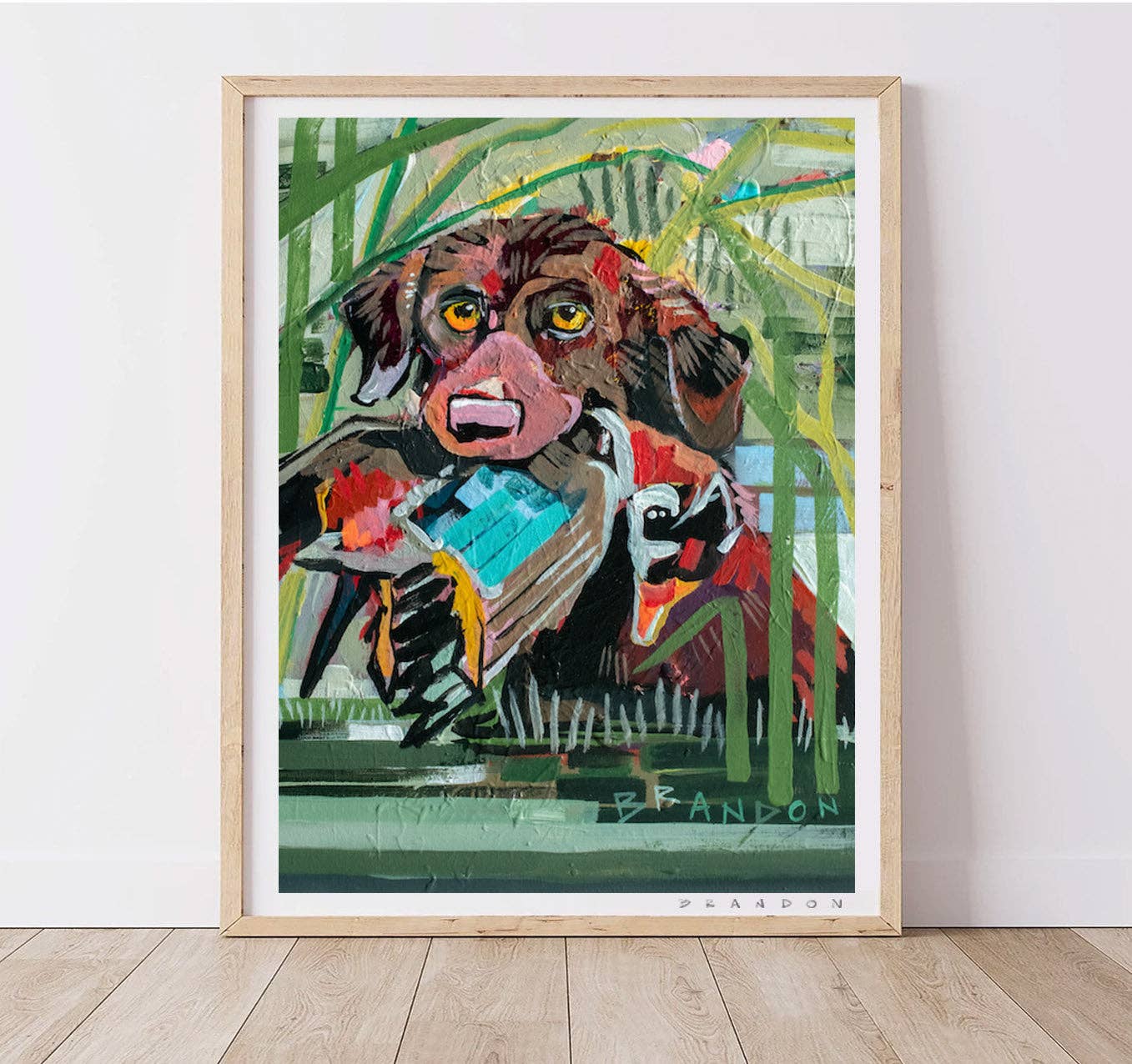 Chocolate Lab in Reeds by Brandon Thomas Print- 8x10