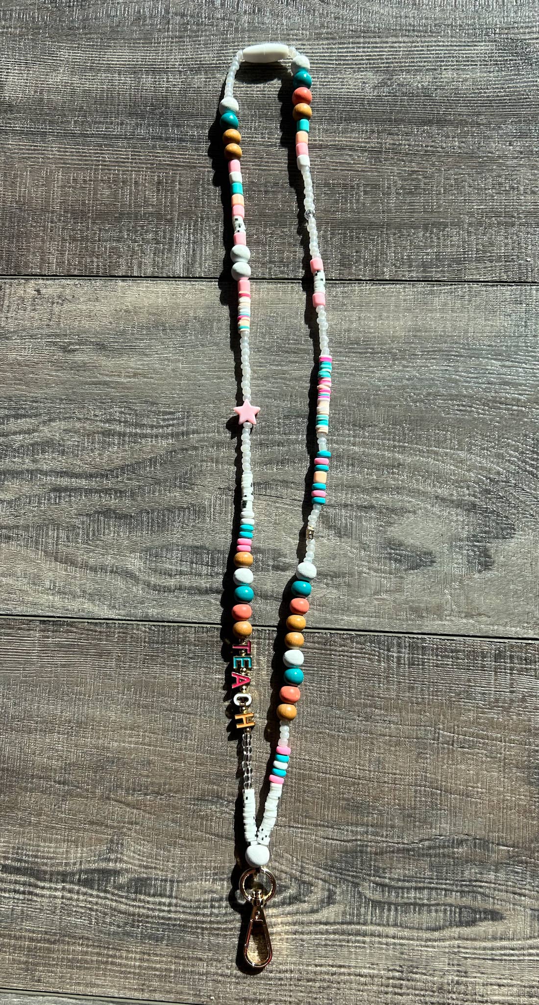 Teach Colorful Beaded Lanyard with Breakaway Clasp